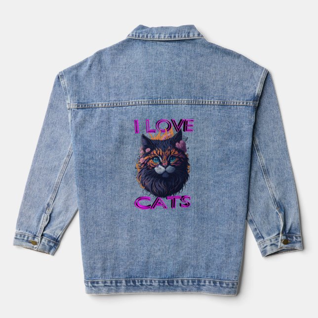 Cute and lovely cat s5 denim jacket (Back)