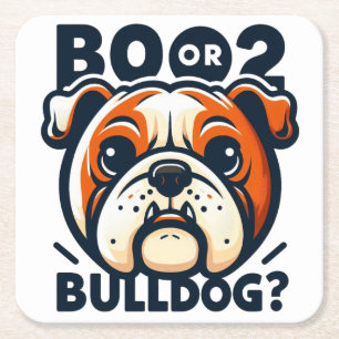 Cute and Mischievous Bulldog: Pop Art Halloween Square Paper Coaster