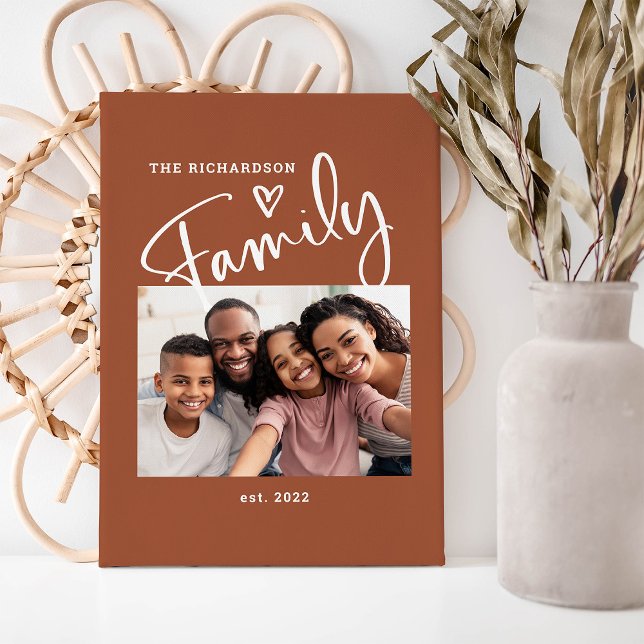 Cute and Modern Family Photo | Terracotta Canvas Print (Creator Uploaded)