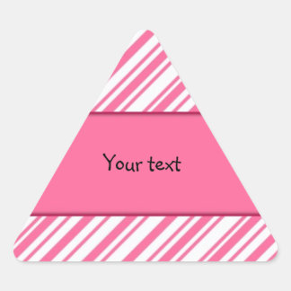 Cute and modern pink and white stripes Triangle Sticker