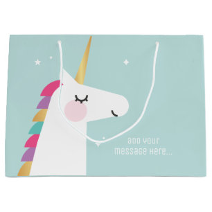 Cute and Modern Rainbow Unicorn Large Gift Bag