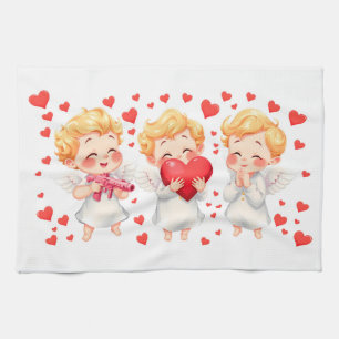 Cute and Playful Angels for you my love 👼❤️ Tea Towel