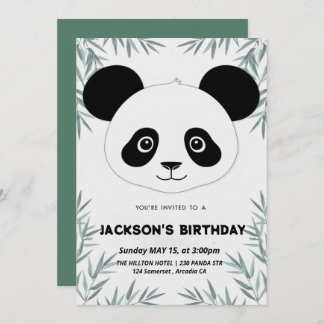 Cute and playful panda-themed birthday invitation