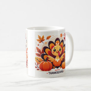 Cute and playful Thanksgiving turkey design mug