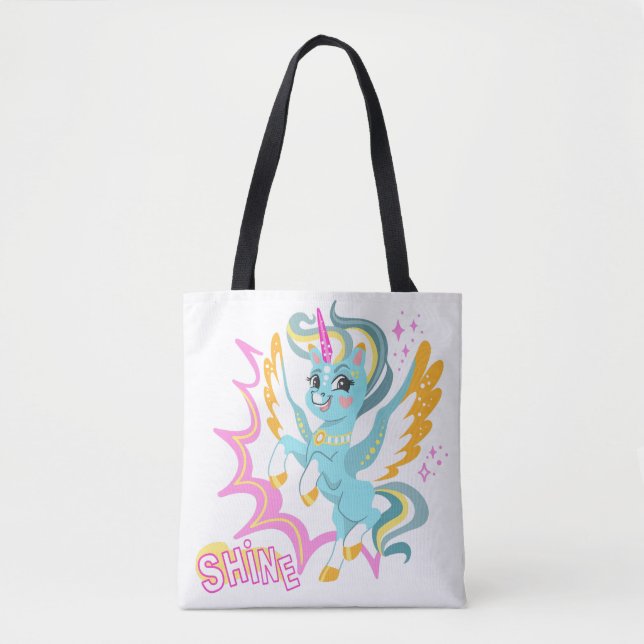 Cute and powerful unicorn tote bag (Front)