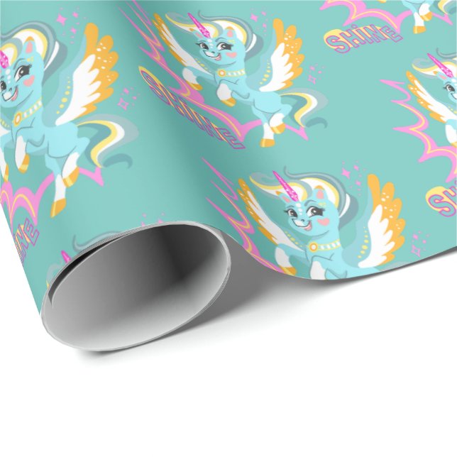 Cute and powerful unicorn wrapping paper (Roll Corner)
