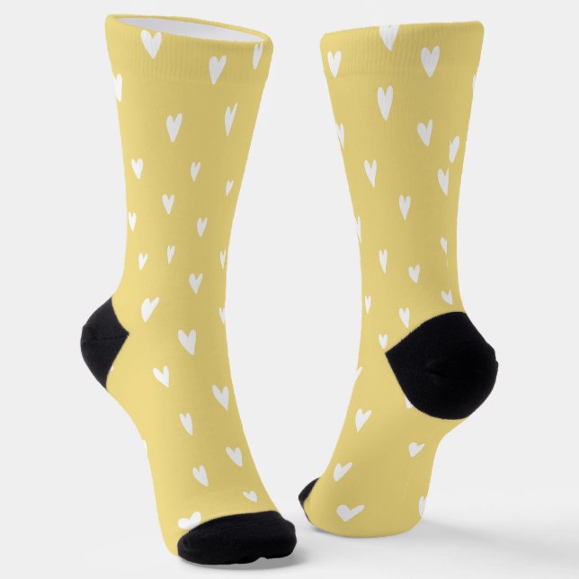 Cute and pretty colours l Heart pattern l Yellow Socks (Angled)