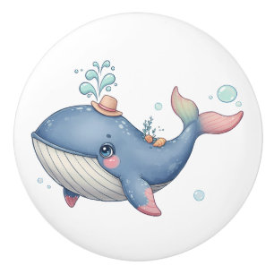 Cute and Quirky Little Whale Ceramic Knob