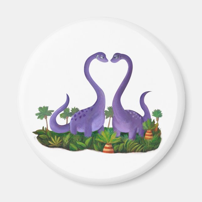Cute and Romantic Dinosaurs Magnet (Front)