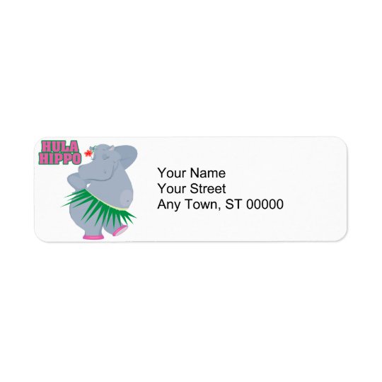cute and silly luau hula hippo return address label