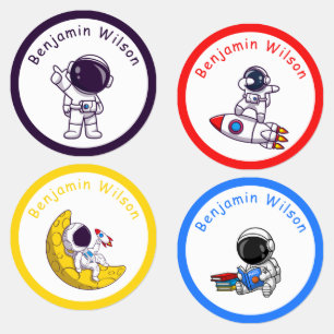 Cute and Simple Astronaut Custom Kids Name Labels