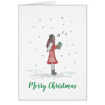 Cute and Simple Caroler Christmas Card