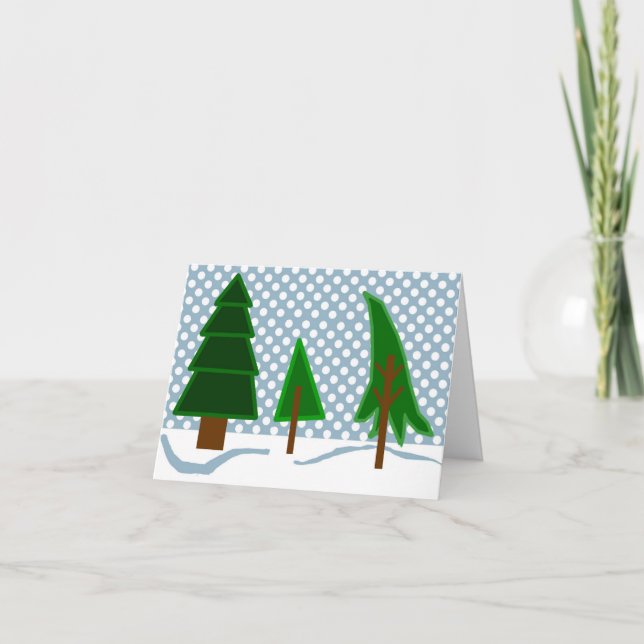 Cute and Simple Evergreens in Snow Holiday Card (Front)