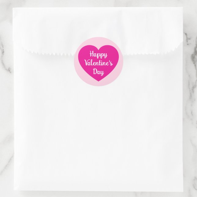 Cute and Simple Hot Pink Heart Classic Round Sticker (Bag)