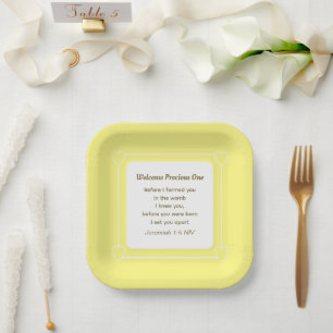 Cute and Simple Light Yellow Baby Shower Paper Plate