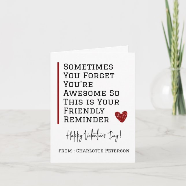 Cute And Simple Office Coworker Valentines Day Holiday Card (Front)