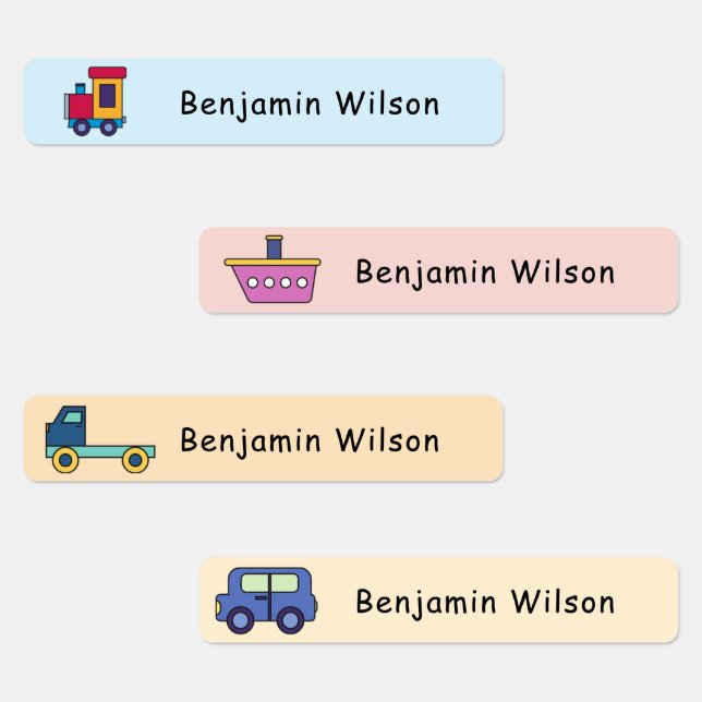 Cute and Simple Transportation Custom Name Kids (Group)