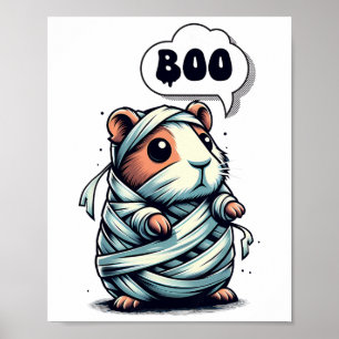 Cute And Spooky Guinea Pig Halloween Poster