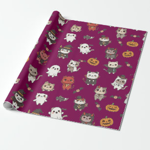 Cute and Spooky Halloween Cats Wrapping Paper