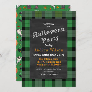 Cute And Spooky Halloween Chalkboard Invitation