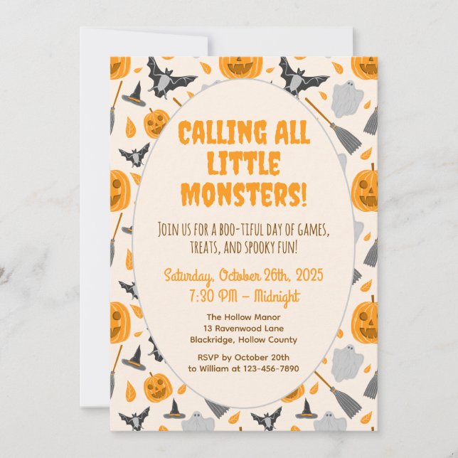Cute and spooky halloween party invitation (Front)