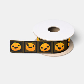 Cute and Spooky Halloween Pumpkins Ribbon Satin Ribbon