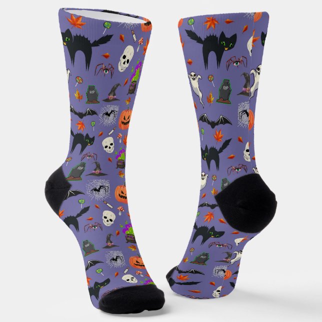 Cute And Spooky Halloween  Socks (Angled)