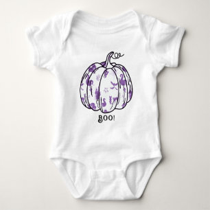 Cute and Spooky Purple Jack-O’-Lantern Baby Bodysuit