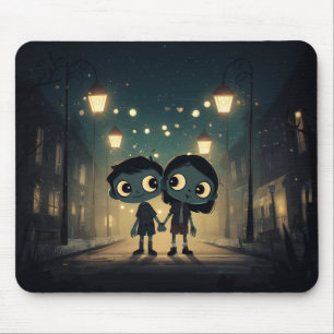 Cute and Spooky Zombies in Love - Mousepad