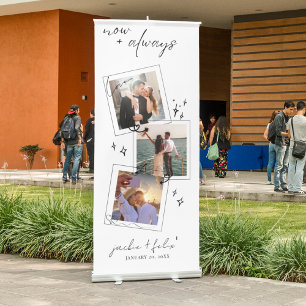 Cute and Stylish Custom Photo Wedding Minimalist Retractable Banner