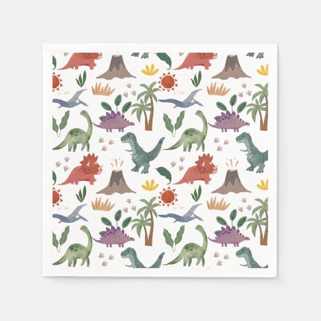Cute And Stylish Dinosaurs Paper Napkins (Front)