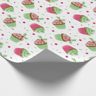 Cute and sweet Christmas coloured cupcake Wrapping Paper