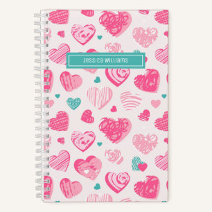 Cute and Sweet Heart Pattern Girly Pink Notebook
