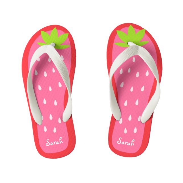 Cute and Sweet Pink Strawberry for Girl Kid's Flip Flops (Footbed)