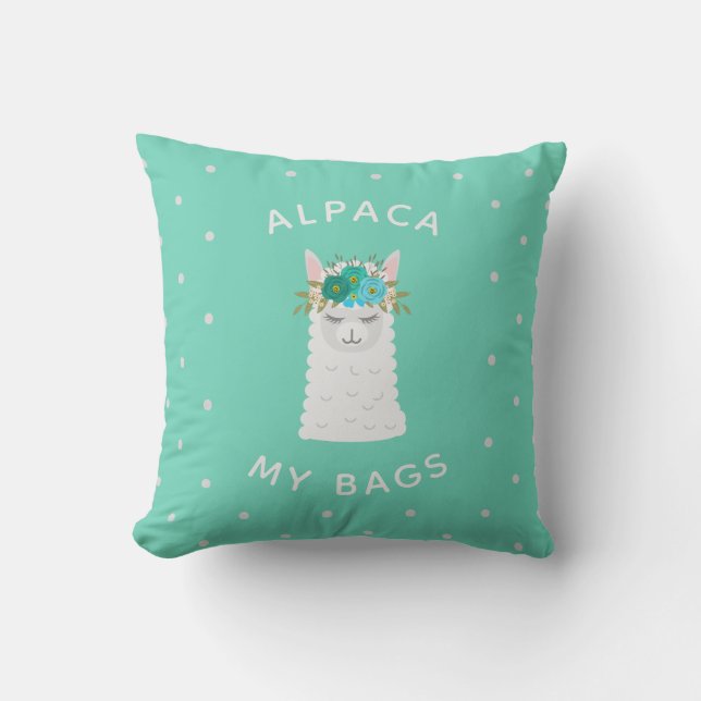Cute and Trendy Alpaca | Turquoise Cushion (Front)