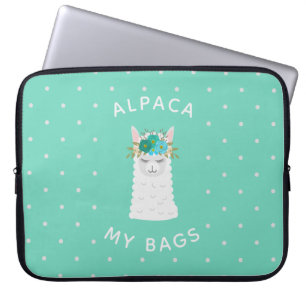 Cute and Trendy Alpaca   Turquoise Laptop Sleeve