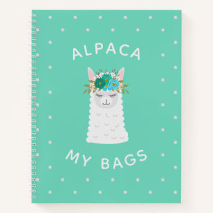 Cute and Trendy Alpaca   Turquoise Notebook