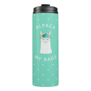 Cute and Trendy Alpaca   Turquoise Thermal Tumbler