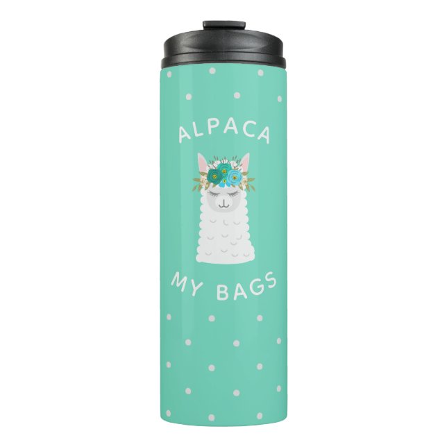 Cute and Trendy Alpaca | Turquoise Thermal Tumbler (Front)