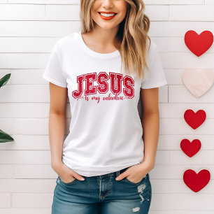 Cute and Trendy Jesus Is My Valentine Faux Sequin T-Shirt