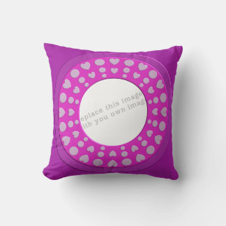 Cute and trendy pink heart frame template cushion