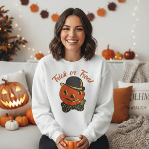 Cute and Trendy Vintage Trick or Treat Pumpkin Guy Sweatshirt