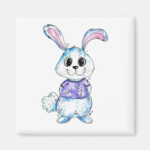 Cute and Whimsical Blue Bunny Magnet