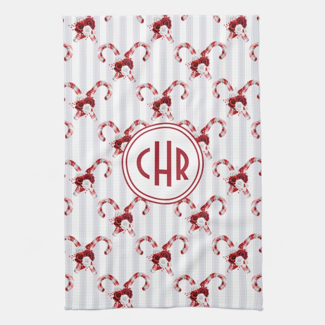 Cute and Whimsical Candy Cane Tea Towel (Vertical)