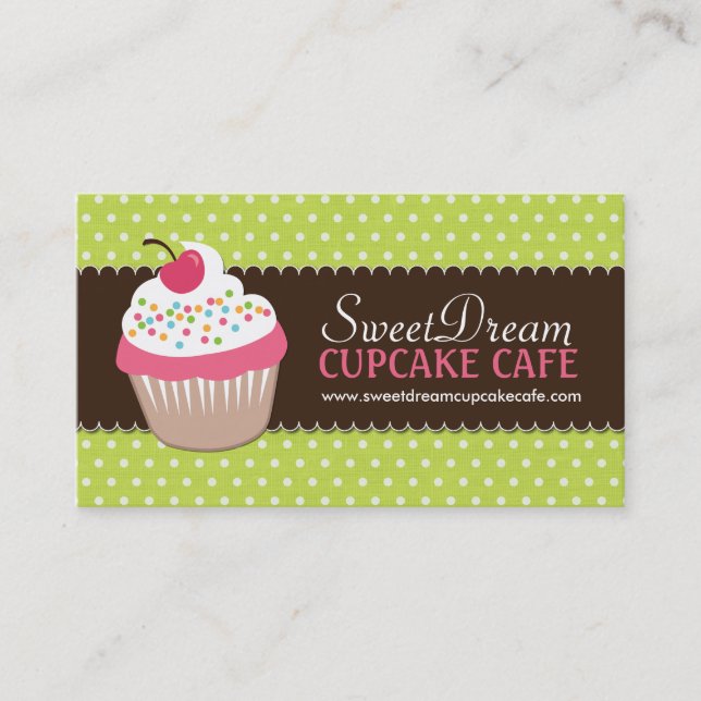 Cute and Whimsical Cupcake Bakery Business Cards (Front)