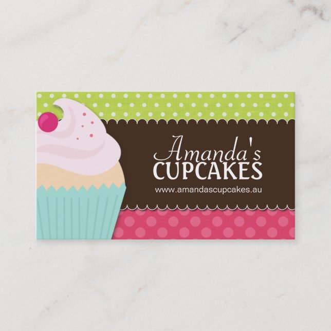 Cute and Whimsical Cupcake Bakery Business Cards (Front)
