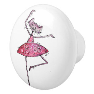 Cute and Whimsical Dancing Cat Ceramic Knob