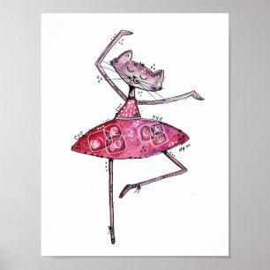 Cute and Whimsical Dancing Cat Poster