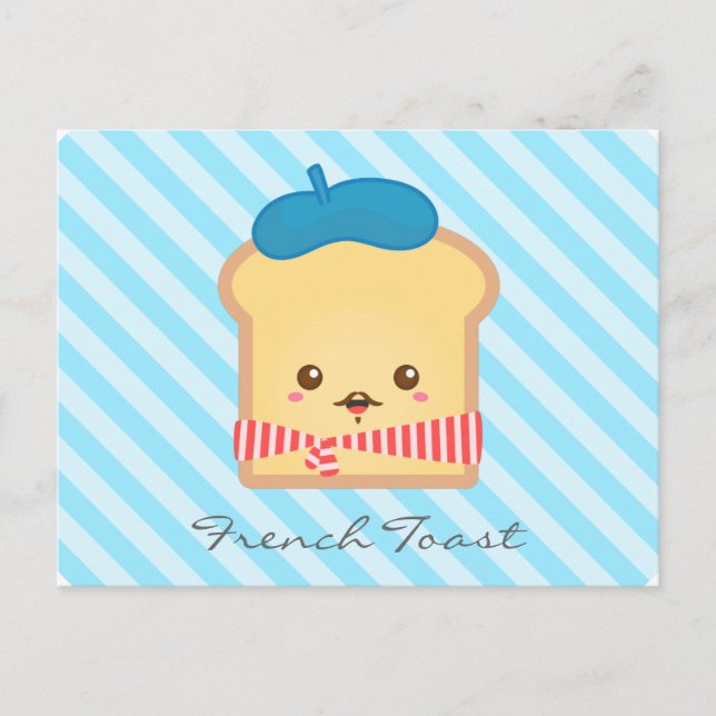Cute and Whimsical French Toast, Food Doodle Postcard (Front)