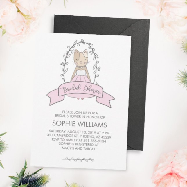 Cute and Whimsical Kitty Bridal Shower Invitation (Creator Uploaded)